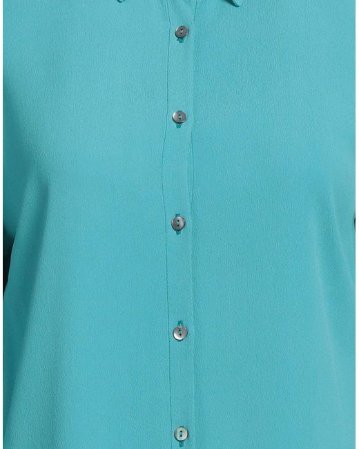 HER SHIRT HER DRESS Blue Shirt Viscose, Silk
