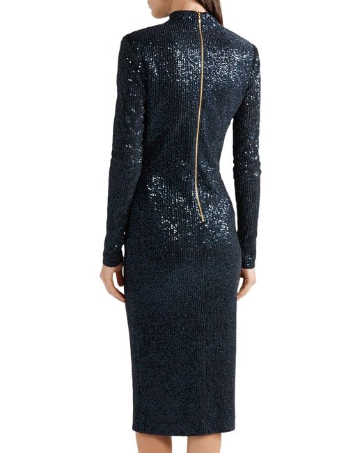 Rebecca Vallance Andree Sequined Lurex Midi Dress in Navy (Blue 