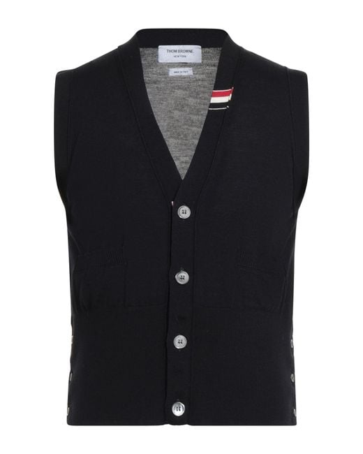 Thom Browne Blue Midnight Cardigan Virgin Wool, Polyamide for men