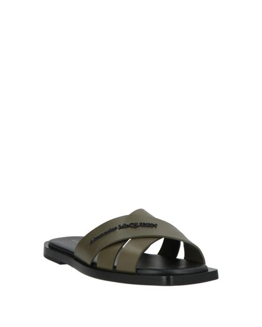 McQueen Green Military Sandals Calfskin