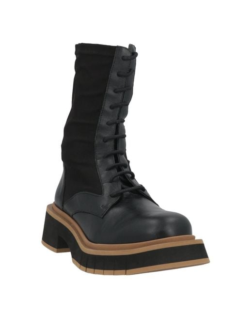Paloma Barceló Black Ankle Boots Leather, Textile Fibers