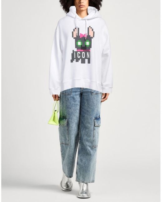 DSquared² White Sweatshirt Cotton, Elastane