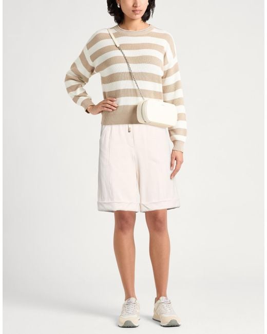 Peserico Natural Shorts & Bermuda Shorts Cotton, Polyester, Silk, Elastane