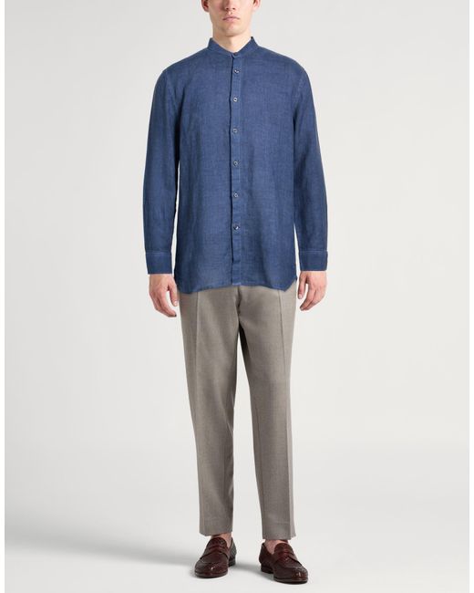 120% Lino Blue Shirt Linen for men
