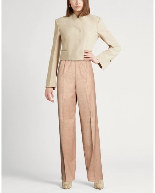 Agnona Natural Pants Wool, Viscose, Elastane