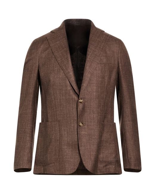 Barba Napoli Brown Blazer Virgin Wool, Silk, Linen for men
