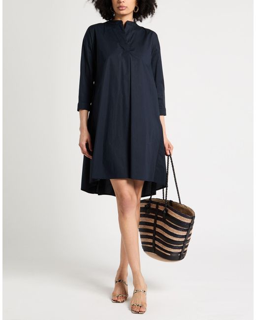 Alpha Studio Blue Mini Dress Cotton, Elastane