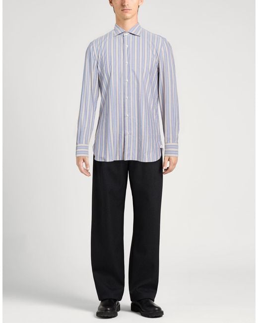 Isaia Blue Shirt Cotton for men