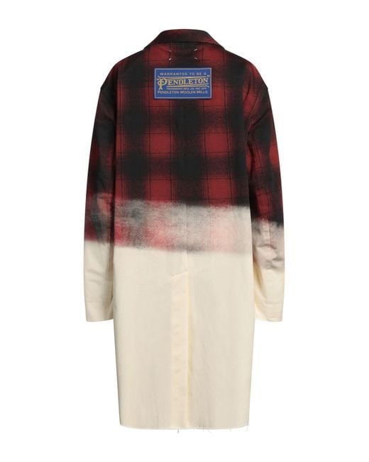 Maison Margiela Red Overcoat & Trench Coat Cotton