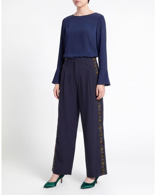 Bode Blue Pants Wool