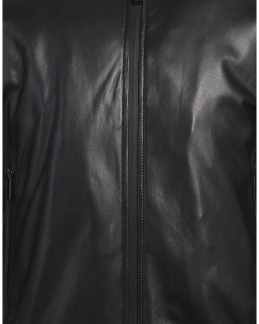 Emporio Armani Black Jacket Lambskin, Polyester, Elastane, Polyamide for men
