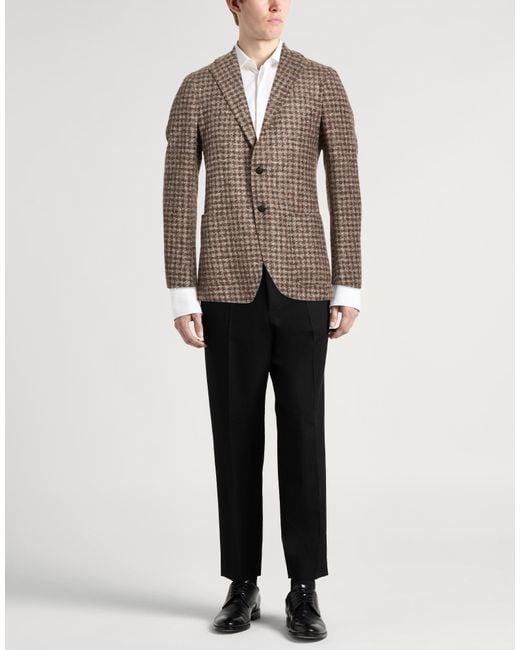 Tagliatore Brown Blazer Virgin Wool, Polyester, Silk for men