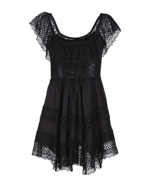 Charo Ruiz Black Mini Dress Cotton, Polyester