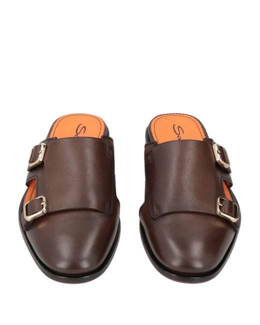 Santoni Brown Dark Mules & Clogs Leather for men