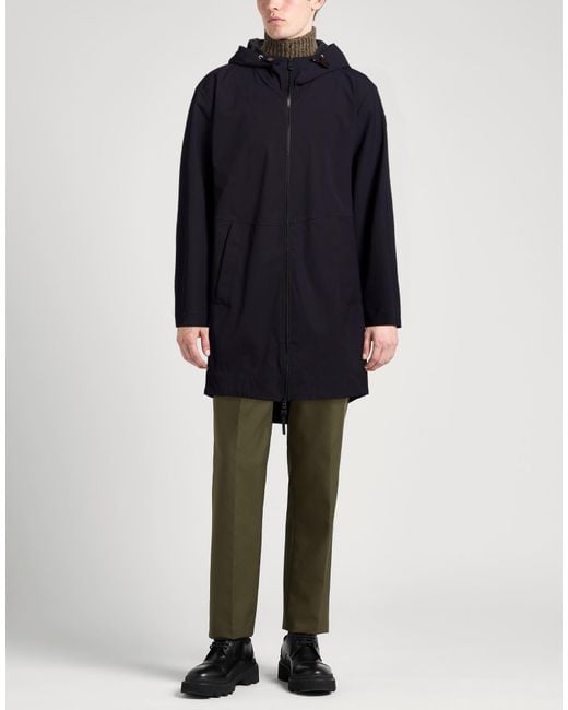 Peuterey Blue Midnight Overcoat & Trench Coat Cotton, Elastane for men