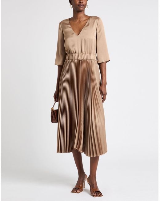 Fabiana Filippi Natural Khaki Maxi Dress Polyester