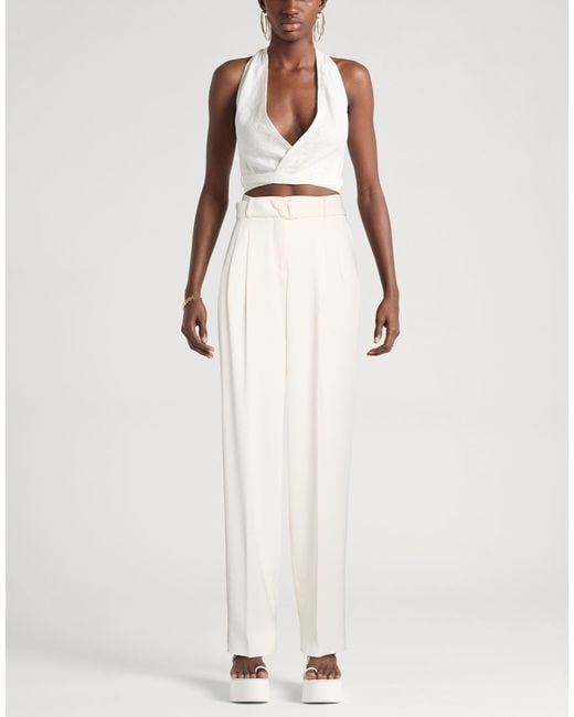 Max Mara White Pants Triacetate, Polyester