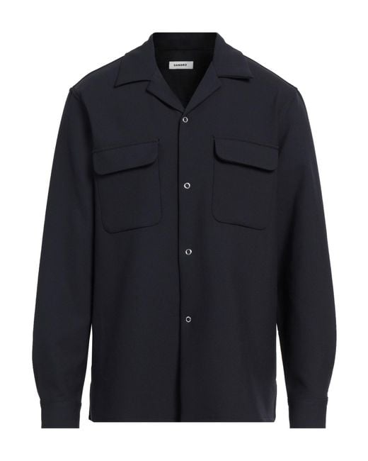 Sandro Blue Shirt Polyester, Viscose, Elastane for men