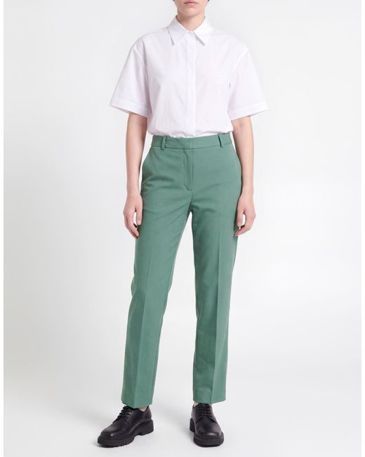 Maje Green Pants Polyester, Virgin Wool, Elastane