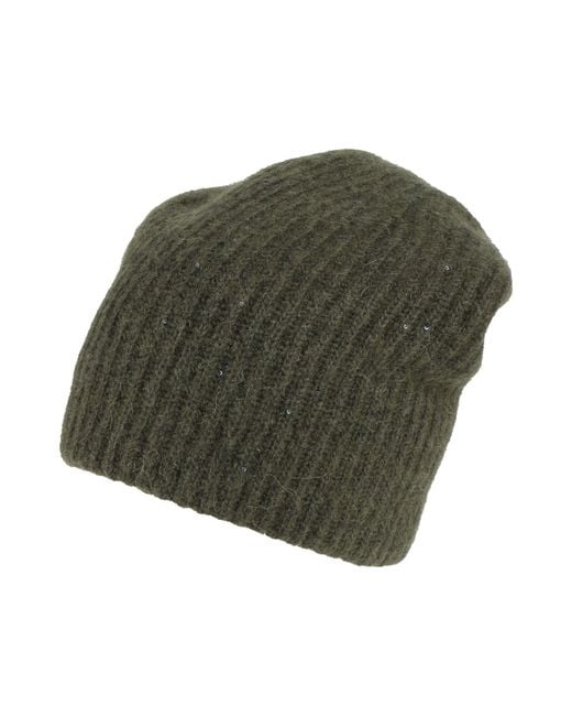 Fabiana Filippi Green Military Hat Virgin Wool, Silk, Cashmere, Alpaca Wool, Polyester
