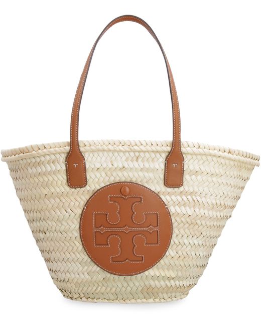 Tory Burch Leather Ella Woven Straw Bag in Beige (Natural) Lyst UK