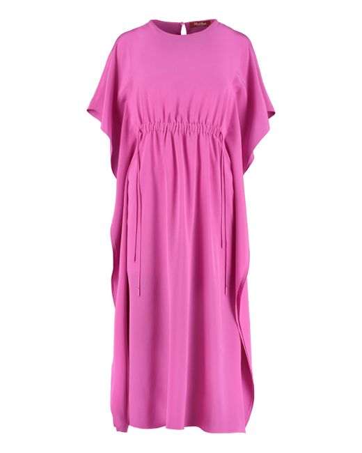Max Mara Studio Vino Silk Midi-dress in Fuchsia (Pink) - Lyst