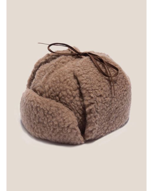 YMC Cableami Boa Fleece Aviator Hat Camel in Natural for Men | Lyst UK