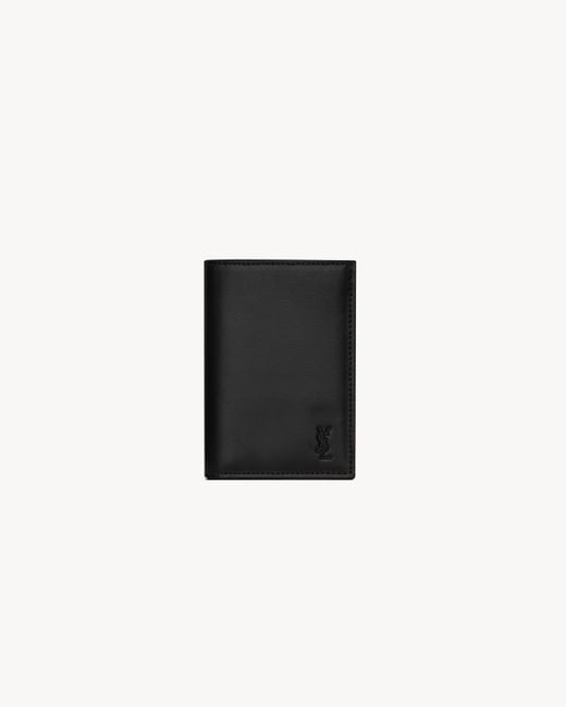 Saint Laurent Black Tiny Cassandre Credit Card Wallet for men