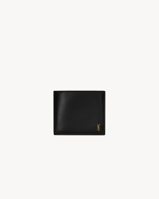 Tiny Cassandre Portefeuille East/West Avec Porte-Monnaie En Cuir Brillant Saint Laurent pour homme en coloris Black