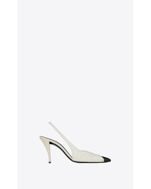 Saint Laurent Multicolor Vesper Slingback Pumps In Bouclé Tweed