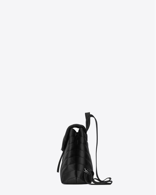 Saint Laurent Black Loulou Small Backpack In Matelassé "y" Leather