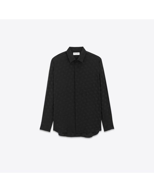 Saint Laurent Hemd aus gepunkteter glänzender nd matter seide schwarz in Black für Herren