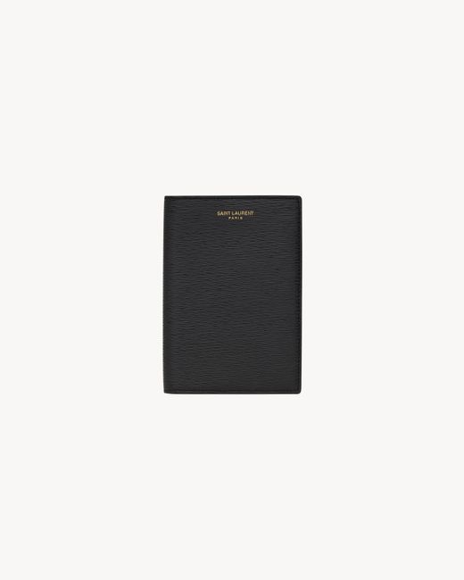Saint Laurent White Paris Protège-passeport En Cuir Effet Ondulé Noir for men