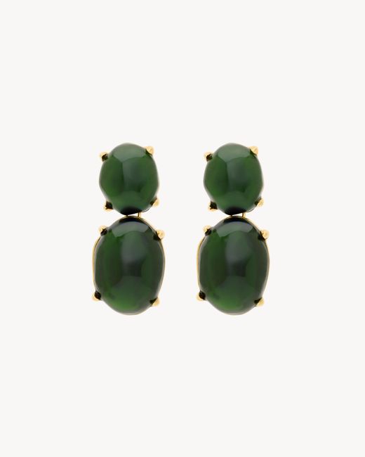 Saint Laurent Black Saint Laone Sizerent Cabochon Pendant Earrings