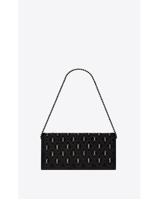Saint Laurent Monogram All Over Kate 99 In Studded Suede in