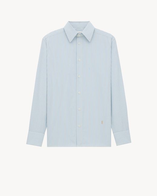 Saint Laurent Blue Cotton Striped Shirt