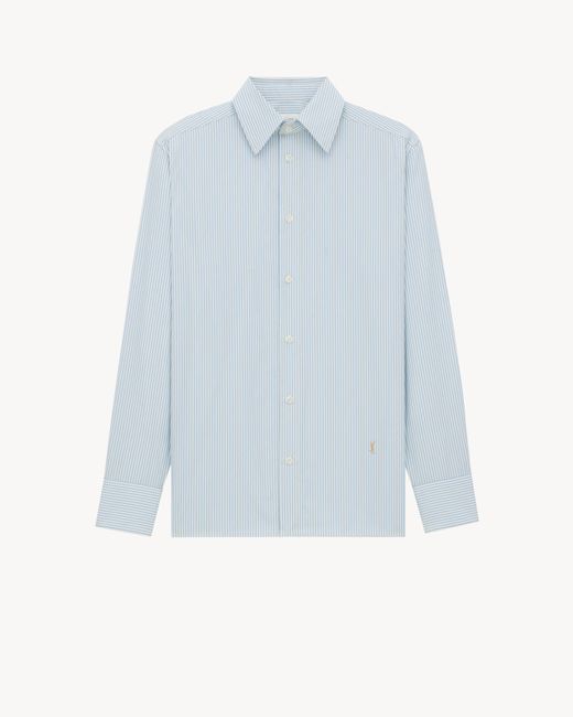 Saint Laurent Saint Laone Sizerent Cassandre シャツ（ストライプコットンポプリン） Blue