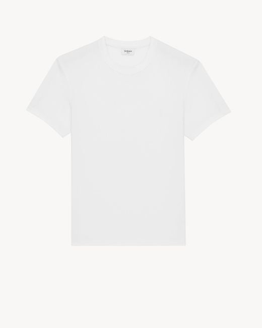 Saint Laurent White Cassandre Ribbed T-Shirt for men