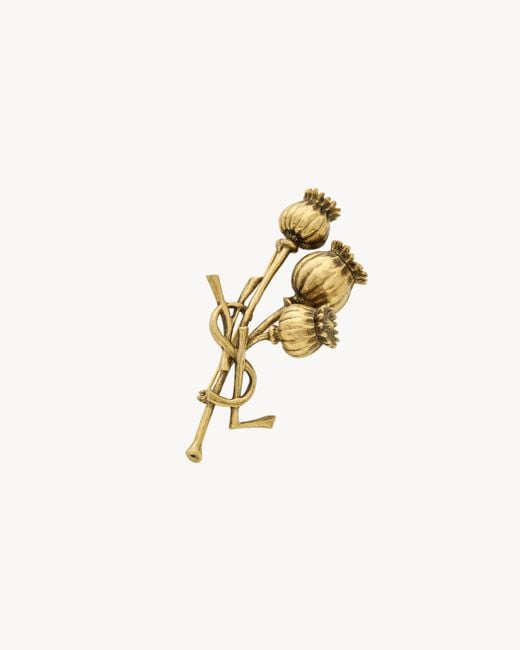 Saint Laurent Metallic Cassandre Poppy Brooch for men