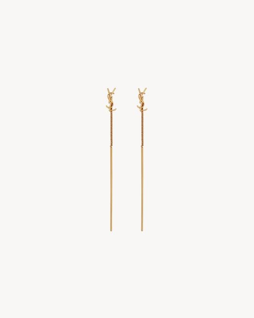 Saint Laurent Metallic Cassandre Threader Earrings
