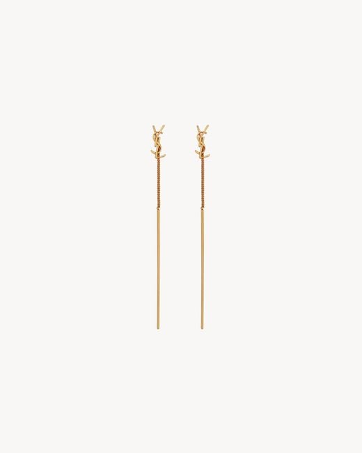 Saint Laurent Metallic Cassandre Einfädler-Ohrringe Aus Metall Gelb/gold
