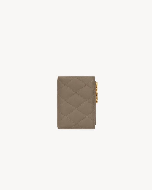 Saint Laurent Natural Cassandre Bijou Bi-Fold Wallet