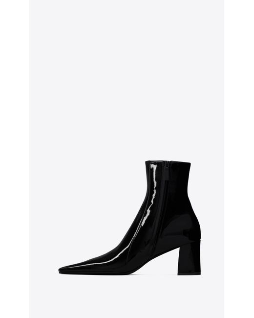 Saint Laurent White Rainer Zipped Boots In Patent Leather for men
