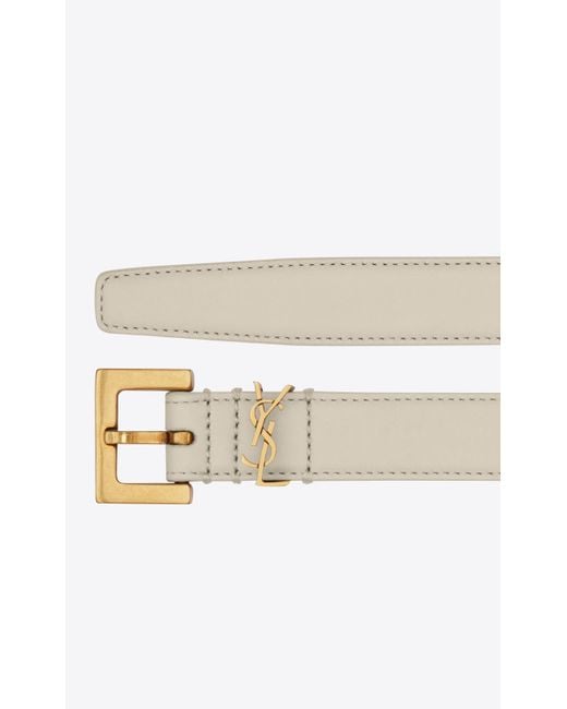 Saint Laurent Multicolor Cassandre Thin Belt With Square Buckle In Box Leather