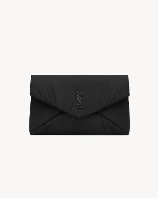 メンズ Saint Laurent Saint Laone Sizerent カサンドラ ラージ エンベロープポーチ（ナイロン） Black