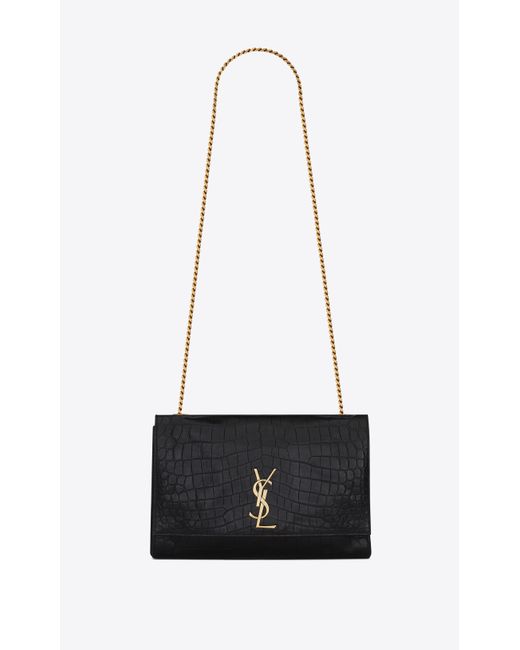 Saint Laurent Kate Medium Reversible Chain Bag In Suede And  Crocodile-embossed Leather in Black | Lyst