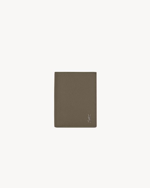 Saint Laurent Natural Tiny Cassandre Credit Card Wallet for men
