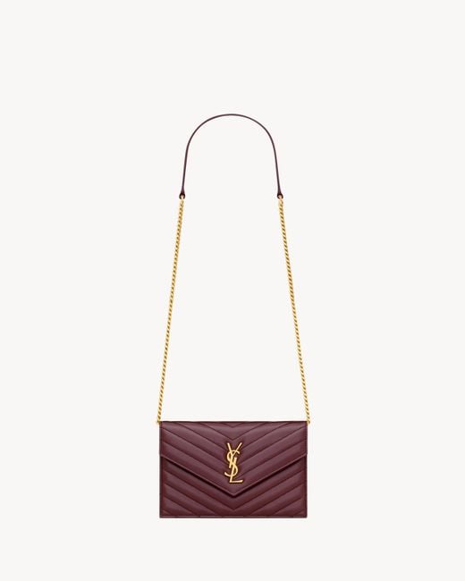 Saint Laurent White Cassandre Envelope Chain Wallet