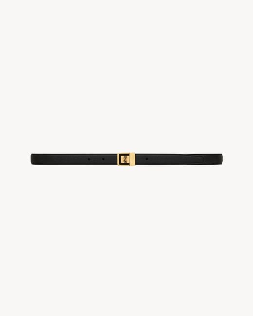 Saint Laurent White Fine Ceinture La 66 En Cuir D'agneau Grainé Noir 75