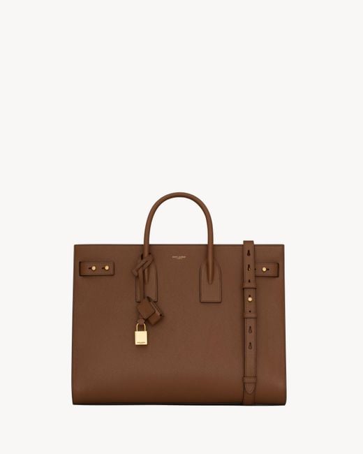 Saint Laurent Brown Sac De Jour Thin Large Bag for men